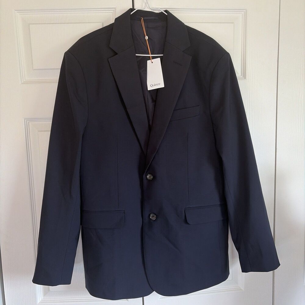 Men’s Quince Navy Blue Stretch Italian Wool Blazer Large Lanificio Nello Gorsi